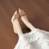 9169B-233 Elegante hebilla cuadrada de pedrería zapatos brillantes para banquete boda trabajo diario para mujer