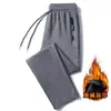 Pantalones deportivos para hombre, con forro polar, engrosados, versátiles para otoño e invierno, corte holgado, talla grande, pants casuales