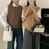 Chaleco de Punto Corto con Cuello Redondo y Media Cremallera para Mujer, Ajuste Holgado para Primavera y Otoño, Chaleco Suéter Pullover de Color Sólido para Superponer, Estilo Delgado