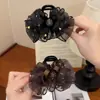 Pinza para el Cabello de Malla con Flor de Pedrería de Alta Gama, Elegante y Versátil, Accesorio Popular para Peinados Recogidos en la Parte Trasera de la Cabeza