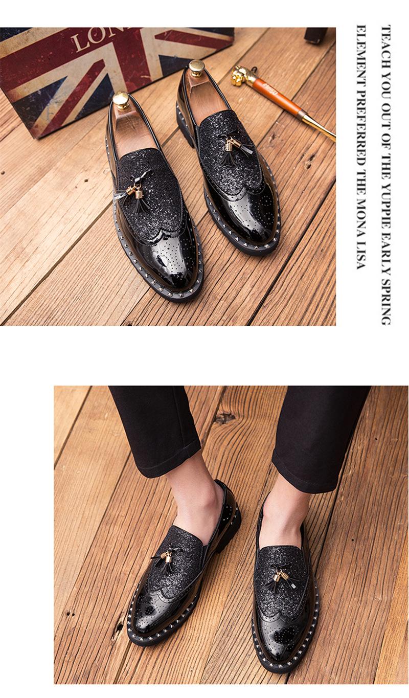 超纤套脚皮鞋男