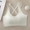 Cruz Hermosa Espalda Ropa Interior Sexy para Mujer Pecho Pequeño Push-up Algodón Puro Chaleco Deportivo con Almohadilla en el Pecho Top Tubo de Una Pieza con Copa Fija