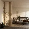 Nueva Pantalla Divisoria de Madera Maciza Estilo Chino para Entrada de Sala de Estar, Pantalla Semitransparente Pintada de Bambú Inspirada en Zen para Entrada de Sala de Té
