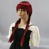 Comércio Exterior Transfronteiriço Europeu e Americano Novo Estilo Franja Reta Cabelo Longo Vinho Tinto Pares Rabo de Cavalo Trança Torcida Fábrica de Cosplay Venda Direta