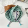 Pañuelo pequeño cuadrado de algodón y lino con borlas de 58 cm Protector de cuello Bufanda suave Pañuelo decorativo para la cabeza Pañuelo floral Retro Pequeño Fresco