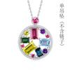 Cor gema moda moderno personalidade geométrico redondo sete cores pingente de doce corrente clavicular feminina joias atacado