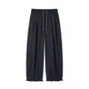 Pantalones cropped tipo globo con dobladillo con volantes estilo japonés para mujer, otoño petite talla grande adelgazantes de pierna ancha tipo linterna