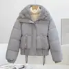 Comercio Exterior Transfronterizo Invierno 2026 Nuevo Moda Femenina Abrigo de Algodón Cálido con Cuello de Piel Chaqueta de Algodón Elegante
