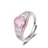 Anillo abierto de plata de ley 925 para todo el cuerpo, para mujer, rosa, diamante de alto carbono, corte flor de hielo, 3 quilates, anillo de diamante de moda de alta gama