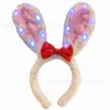 Diadema de Orejas de Conejo Brillantes Diadema para Fiesta de Halloween Diadema de Orejas de Conejo de Peluche Día del Niño Orejas de Conejo