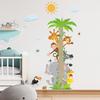 Pegatina decorativa de pared con diseño de elefante y mono de dibujos animados para dormitorio infantil y sala de estar