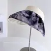 Sombrero Abierto de Moda Floral Tie-Dye para Mujer, Sombrero de Sol Casual Plegable de Verano con Ala Ancha para Protección Solar
