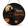 Placa de Madeira de Gato Engraçado para Halloween Transfronteiriça Estilo Americano Abóbora Gato Preto Decoração Atmosfera Festiva Artesanato