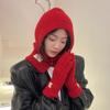 Nuevo estilo de gorro de lana de punto grueso para mujer, dos piezas, para otoño e invierno, combina con todo, con protección para el cuello y la cabeza grande.