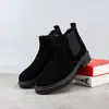 Botines Chelsea de Cuero Genuino para Hombre, Transpirables, de Caña Alta, con Panel Lateral Elástico, Ligeros, Suela Gruesa, Estilo Retro Perezoso, de Ponerse de Un Solo Paso, Botas Martin para Hombre