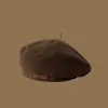 Boina Octagonal para Mujer en Otoño e Invierno, Circunferencia de Cabeza Grande, Sombrero Pequeño Coreano Color Café, Boina de Invierno para Mujer, Gama Alta