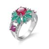 Anillo con patrón de circonita de siete colores mate de corindón rojo esmeralda, nueva joyería superventas de lujo de moda europea y americana