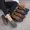 Zapatos tipo gorro de punto populares de Amazon para tallas grandes transfronterizas, primavera y verano, nuevos para exteriores, cuero genuino transpirable, holgazanes sin cordones para hombre