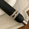 Anillo Doble Capa Ajustable Forma de C con Circonita Completa, Diseño Exquisito de Nicho para Mujer, Lujo Ligero, Elegante, Sencillo, Versátil Joyería de Mano
