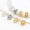 Oro Real de 18K Cuentas Espaciadoras de Diamante Cuentas Sueltas Cuentas Barril Pulsera de Perlas de Cristal Pulsera Accesorios de Joyería DIY C45