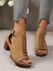 Nuevos zapatos de mujer de talla grande transfronterizos para el verano de 2026, con tacones de plataforma gruesos, diseño de boca de pez romano y hebilla hueca