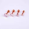 Pendientes femeninos de acero y titanio con circonitas en oro rosa, moda coreana, venta al por mayor, AliExpress, eBay, pendientes sencillos de tendencia.