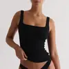Kds Misma Tela Europea y Americana Verano Nuevo Alta Elasticidad Ligero Vientre Cuadrado Cuello Chaleco Tirantes Mujer Moldeador Corporal Top Personalización