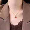 Colar de Zircônia com Pingente de Cabacinha Eletrodepositado em Ouro Real, Corrente para Suéter com Design de Luxo Leve de Nicho, Joia Fashion e de Alta Qualidade para Mulheres