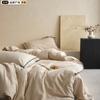 Juego de Cama de Cuatro Piezas de Algodón y Lino Transpirable Ajustado al Cuerpo Color Original Juego de Tres Piezas de Funda de Edredón y Sábanas 20% Lino + 80% Algodón Puro