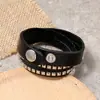 Pulsera de Estilo Punk de Venta Caliente Europea y Americana, Unisex, Doble Capa con Múltiples Tachuelas, Pulsera de Cuero Multicapa, Dropshipping Transfronterizo