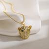Collar con colgante de cabeza de leopardo con circonita de oro de 18 quilates bañado en cobre, estilo antiguo australiano, europeo y americano, cadena de clavícula con personalidad de lujo y luz de nicho para mujer