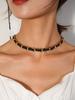 Moda Simples para o Dia a Dia Básico Preto Coreano Flanela Estilo Escuro Boate Colar Colar Feminino