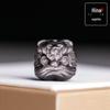 Acessórios de dança de leão de espírito jovem direto da fábrica de obsidiana de prata natural tridimensional cabeça de leão estilo retrô prata Yao dança do leão de pedra