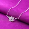 Colar Flor de Cerejeira Diamante Rosa Versátil Estilo Japonês e Coreano Corrente para Clavícula Colar com Flores e Galhos Decorados com Diamantes Joias Femininas Banhado a Prata Design Simples