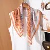 Pañuelo Cuadrado de Doble Cara Bicolor con Patrón de Espiga 65 para Mujer, Estilo Retro Francés Sencillo, Accesorio Elegante, Pequeño Pañuelo de Cuello de Moda