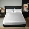 Conjunto de tres piezas de satén de color liso para comercio exterior transfronterizo de Amazon: sábana bajera individual, funda de almohada individual, ropa de cama impermeable