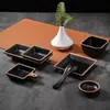 Plato pequeño de melamina de dos compartimentos tres compartimentos barbacoa coreana negro plato pequeño de dos compartimentos plato para condimentos plato para salsas comercial