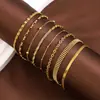Pulsera de Acero Inoxidable 304L Nuevo Set para Mujeres Acero de Titanio Moda Simple Chapado al Vacío en Oro de 18K Cadena Lisa Clásica