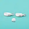 Accesorios de Plata de Ley S925 Pulsera Ovalada Simple Electrochapada Cepillada Colgante de Marca Colgante para Cadena de Clavícula DIY Joyería de Plata