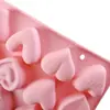 En stock 12 incluso 6 moldes de silicona diferentes con forma de corazón molde de chocolate caramelo forma gota pegamento molde de pastel