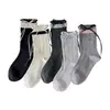 Calcetines para Mujer Dulces de Lunares con Lazo de Cinta Calcetines de Media Pantorrilla Color Japonés Bloque de Color Doble Canalé Borde Enrollado Calcetines de Ajuste Holgado Calcetines sin Costuras