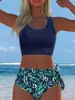 2027 Comercio Exterior Europeo Transfronterizo Nuevo Amazon Traje de Baño de Tirantes Cintura Alta Bikini de Dos Piezas Traje de Baño para Mujer En Stock