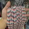 Pó de pasta de feijão cinza imitação alta pérola Swarovski multicolor color blocking furo reto pérola artificial acessórios para joias DIY vendas diretas da fábrica da fonte