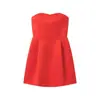 Estilo Europeu e Americano Verão Novo Moda Feminina Cor Sólida Sem Mangas Sexy Tomara que Caia Costas Nuas Tubinho Vestido Vermelho