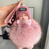 Colgante de Bola de Piel de Zorro Real Lindo Muñeco de Peluche Muñeco Durmiente Accesorios Llavero para Coche Colgante para Bolso DIY