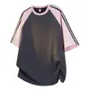 Camiseta de Manga Corta Pesada Estilo Americano de Verano para Hombre, Marca Nueva de Moda, Top Casual Holgado de Media Manga, Manga Corta Holgada
