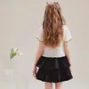 Conjunto de Camiseta de Manga Corta con Estampado de Dibujos Animados para Niñas, Conjunto de Dos Piezas de Falda de Verano Dulce y Fresco Estilo Coreano para Niños Mayores
