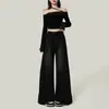 Jeans anchos negros y grises para mujer, nueva colección verano y otoño 2026, corte holgado, tiro alto, casual, estilo retro, con una silueta fluida de pierna recta