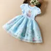 Vestido para Meninas 2025 Verão Estilo Gelo e Neve Roupa Infantil Romance Elsa Vestido de Princesa Infantil Elsa Vestido de Bebê