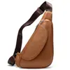 Bolsa de Peito Masculina em Couro de Vaca com Padrão de Crocodilo Bolsa Transversal para Esportes ao Ar Livre Bolsa Transversal em Couro Genuíno Bolsa Satchel Casual em Couro de Vaca para Homens